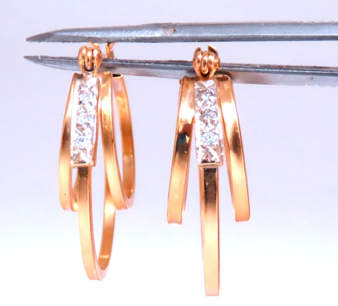 .06ct Diamonds Tri-Hoop earrings 14kt gold 45774 (1 of 4)