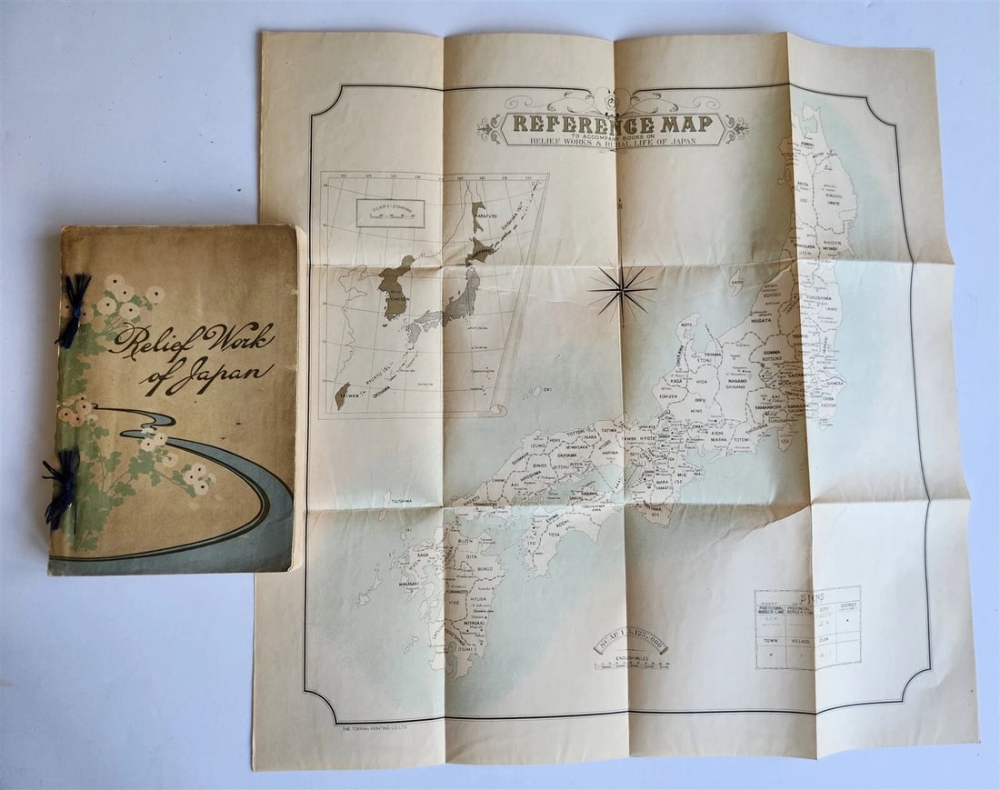1914 RELIEF WORK of JAPAN antique PHOTO ILLUSTRATED w/ MAP (1 of 18)