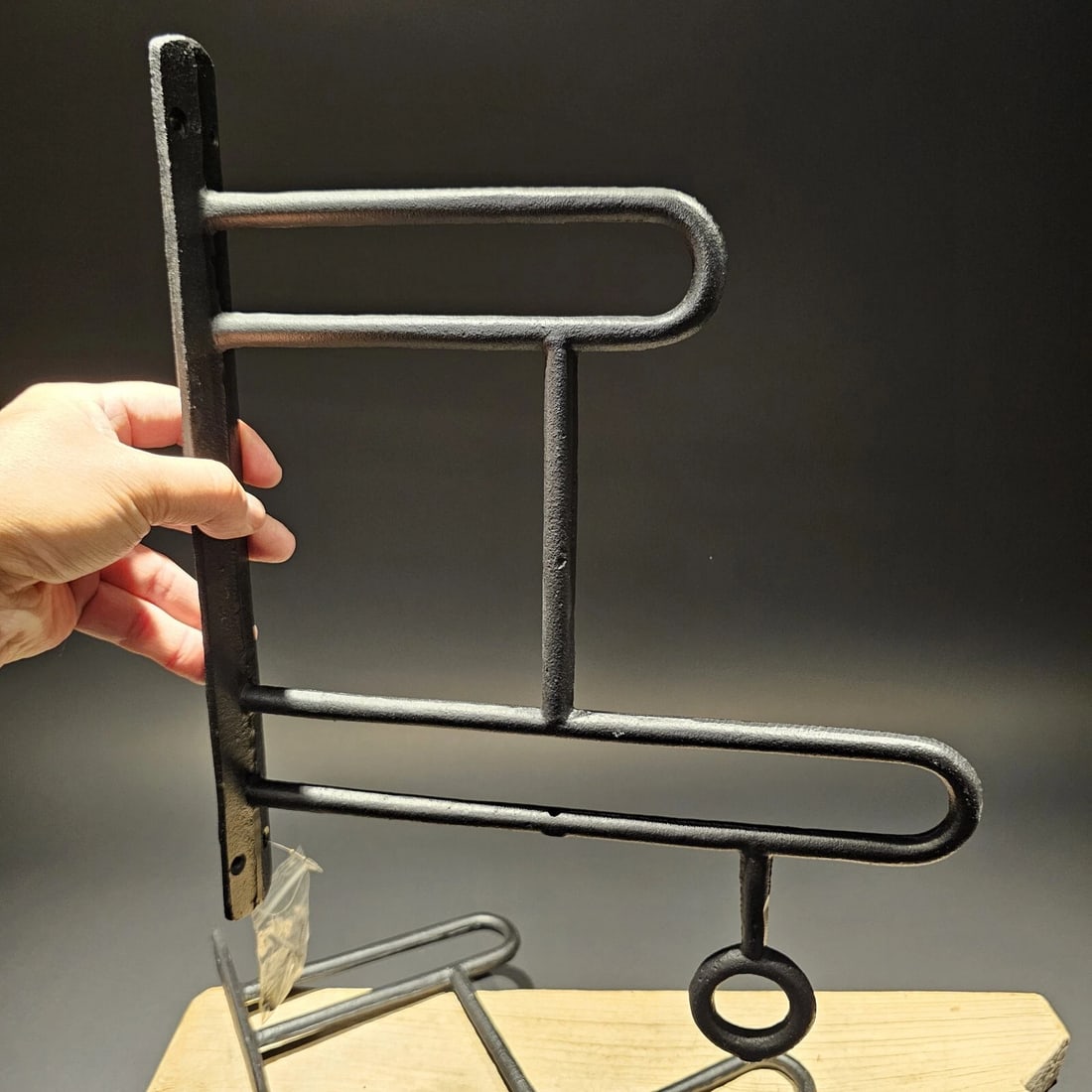 Set of 2 Black Cast Iron Double Shelf Bracket With Closet Rod Hole (1 of 7)
