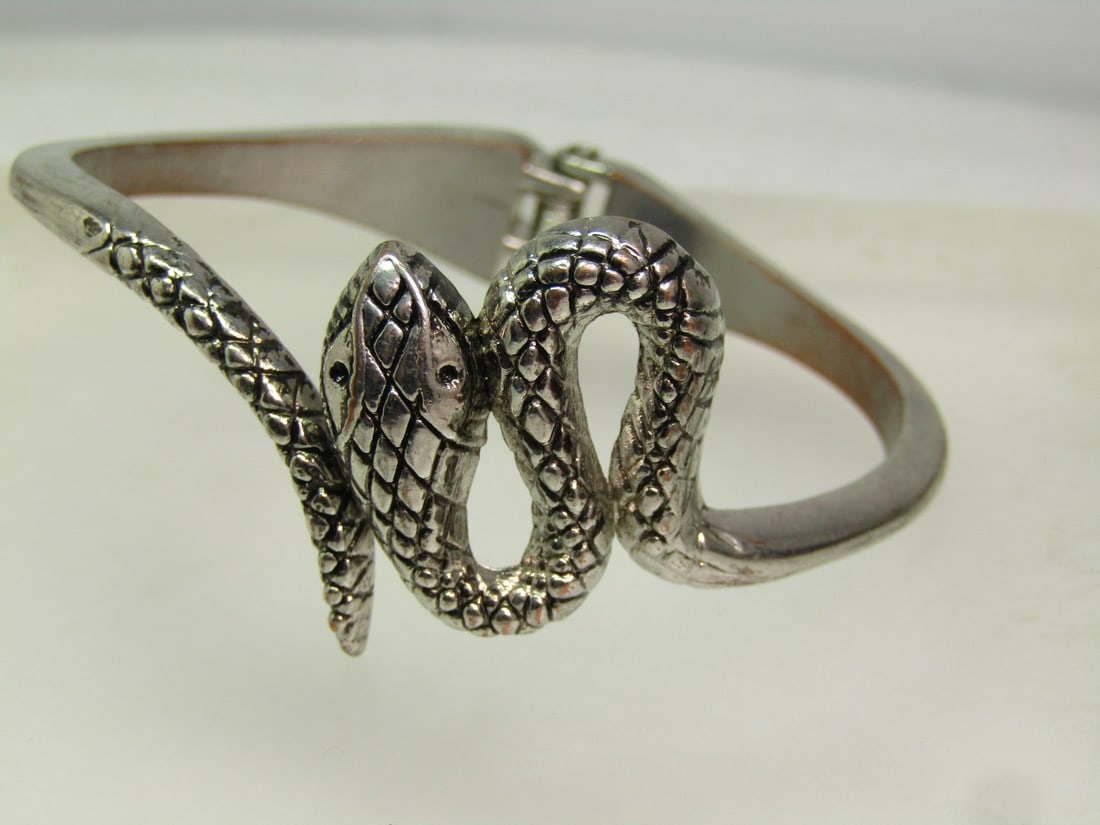 Vintage Snake Hinged Clamper Bracelet, 6.5", 1980's-1990's (1 of 6)