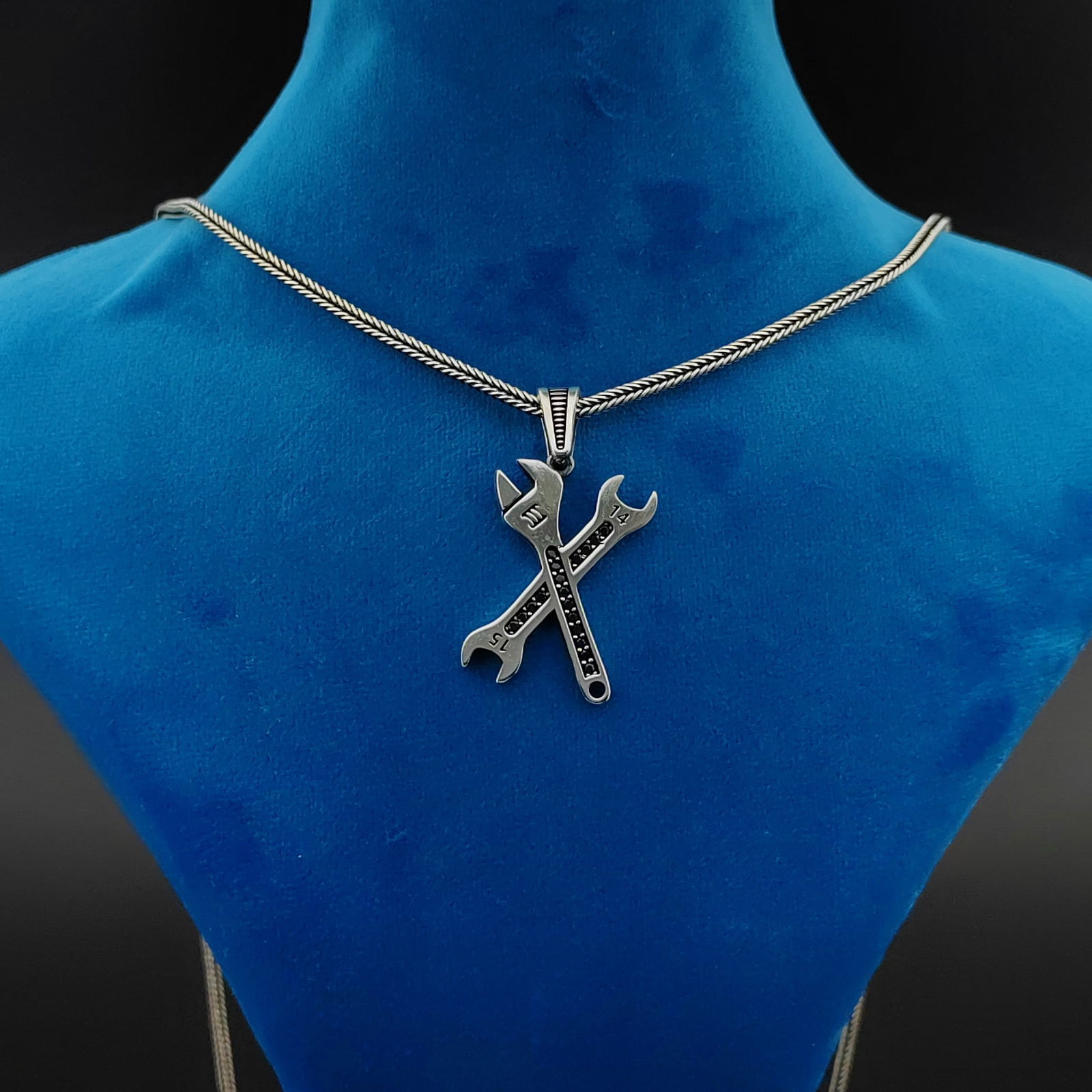 925 Silver Chain with Wrench Pendant (1 of 8)