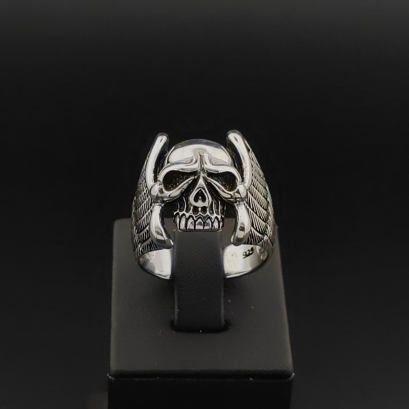 925 Silver Skull Wings Ring (1 of 8)