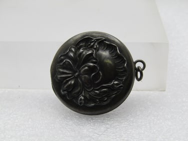 Vintage Sterling Art Nouveau Floral Locket Pendant, Early 1900's