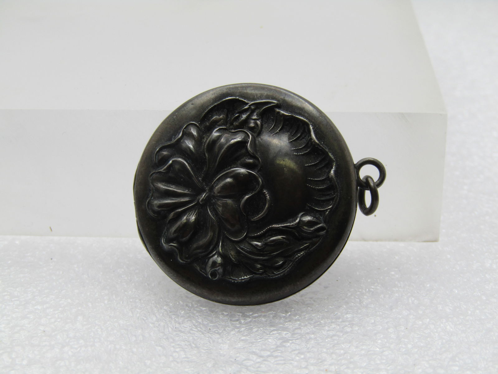Vintage Sterling Art Nouveau Floral Locket Pendant, Early 1900's
