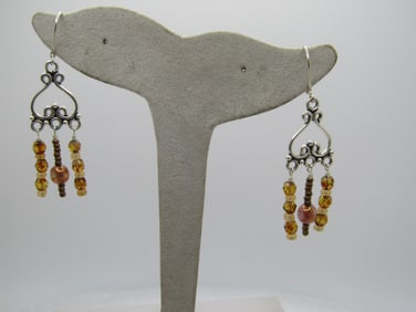 Silver Plated Chandelier Earrings, Leverback. 1990's