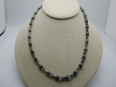Vintage Titanium Tone Bali Link Necklace, 18", Premier Designs, 1980's-1990's