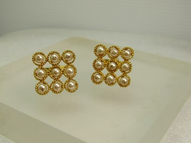 Vintage Faux Pearl Cufflinks, Gold Tone, 1980's