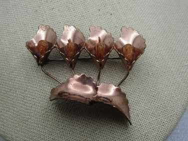 Vintage Rose to Coppertone Floral Brooch, 1940's