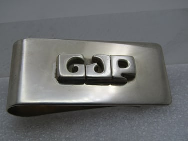 Vintage Sterling Money Clip, Initial GJP, Signed Leonore Doskow, Inc. 1976