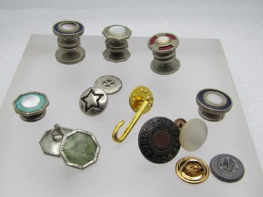 Vintage Mixed Snap Cufflinks, Enameled/ Mother of Pearl and other Pieces