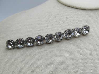 Vintage Clear Rhinestone Bar Brooch, 4", Mid-Century