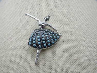 Vintage Enameled Ballet Dancer Brooch, Germany, Aluminum, 1950's-1960's, 1.75"