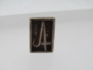 Vintage Sterling Cross & Shepherd's Crook Tack Pin, Signed MW, 1970's