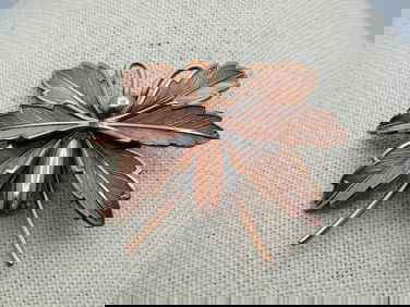 Vintage Solid Copper Butterfly Brooch, 1960's-1970's