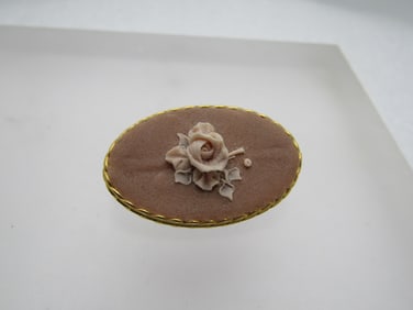 Vintage Pink Rose Brooch, 1970's