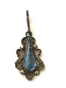 Antique Victorian Silver and Blue Glass Charm