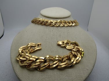 Vintage Monet Necklace & Earings Set, Wide Link, 1960's-1970's