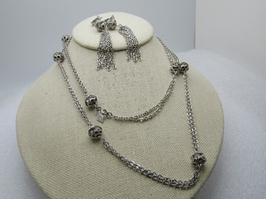 Vintage Rhinestone Filigree Orb Beaded Necklace Earrings Set, 1960's-1970's, Sarah Coventry