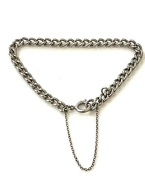 Vintage Sterling SIlver Rounded Curb Link Bracelet with Safety Chain