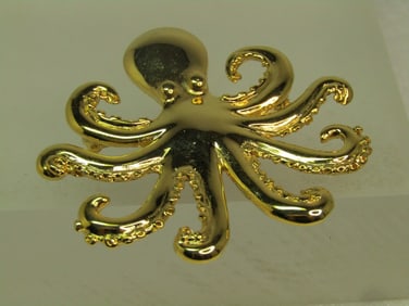 Vintage Octopus Gold Tone Brooch, 1980's-1990's