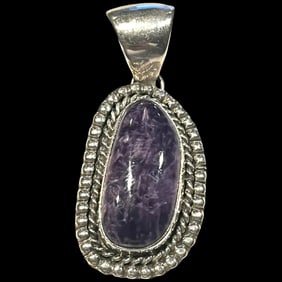 Vintage Southwestern Charoite Sterling SIlver Large Pendant