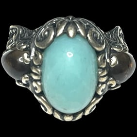 Estate Carolyn Pollack Quartzite and Smoky Quartz Sterling Silver Statement Ring