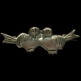 Vintage Sterling Silver Love Birds Brooch/Pin