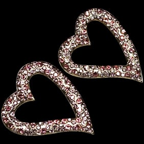 Estate Rhinestone Heart Statement Earrings