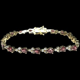 Vintage Fancy Sterling Silver Amethyst Tennis Bracelet