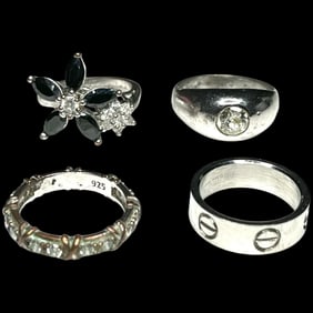Vintage Lot of Silve Tone Statement Rings