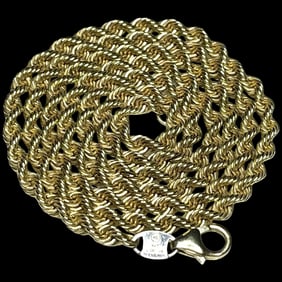 Estate Sterling SIlver RL 10k GP Thick Rope Necklace