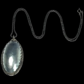 Vintage CDS Mother of Pearl Sterling Pendant on Oxidized Silver Chain