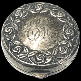 Vintage Sterling Silver Art Nouveau Pill Box/ Trinket Case