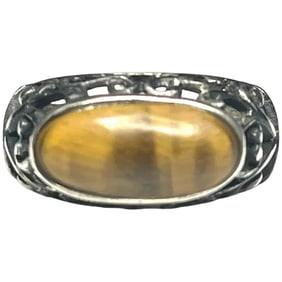 Estate Tiger's Eye Sterling Silver Ring