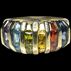 Estate Rainbow Channel Set Statement Ring
