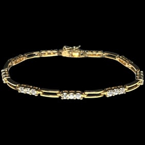Estate Gold Plated Sterling SIlver CZ Tennis Bracelet