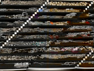 Large Lot of Vintage Sliver and Gold Tone Chain Necklaces- 2 lbs
