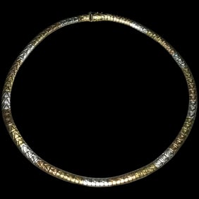 Vintage Italian Tri- Color Sterling Silver Necklace