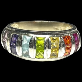 Estate Multi Color Semi Precious Gemstone Ring