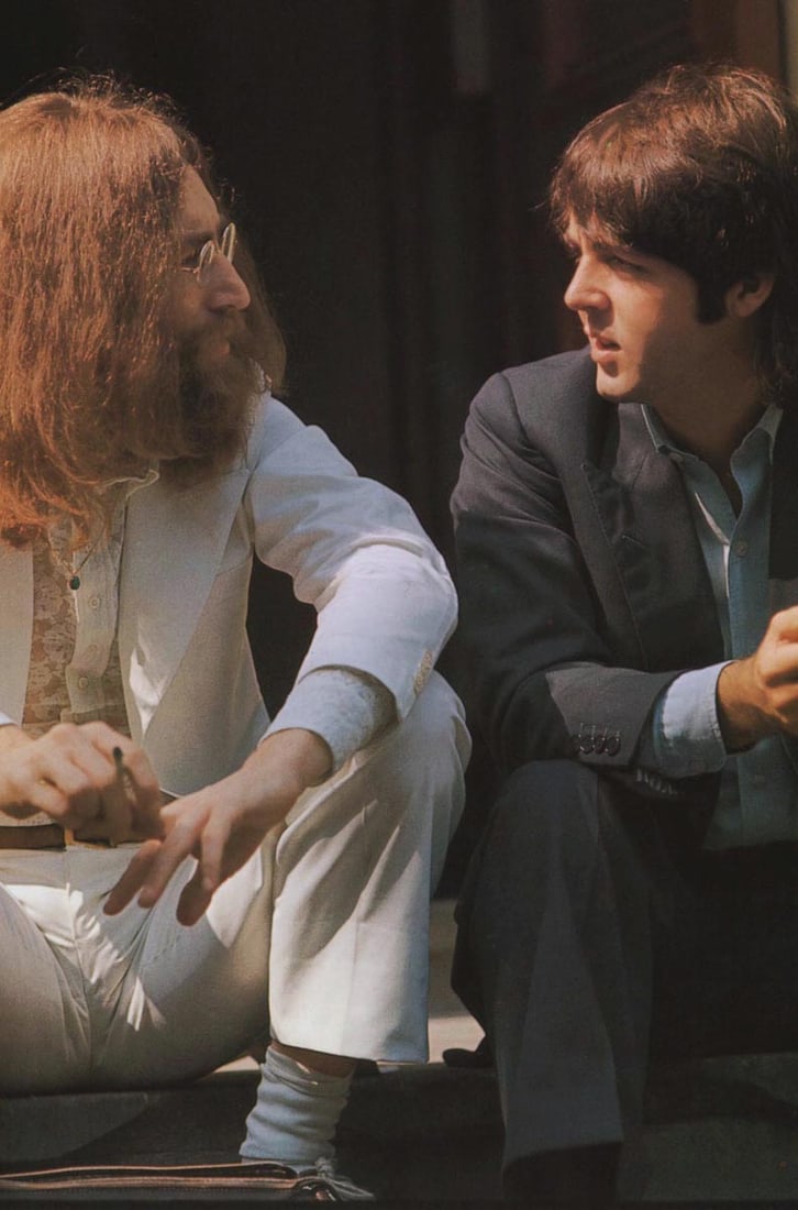 LINDA MCCARTNEY - John Lennon and Paul McCartney: Artist: LINDA MCCARTNEY Print Title: John Lennon and Paul McCartney Medium: Photolithograph Printed 1990’s in Hong Kong Image size (inches) approx. 8 x 5.5” Additional Information: COA Inc