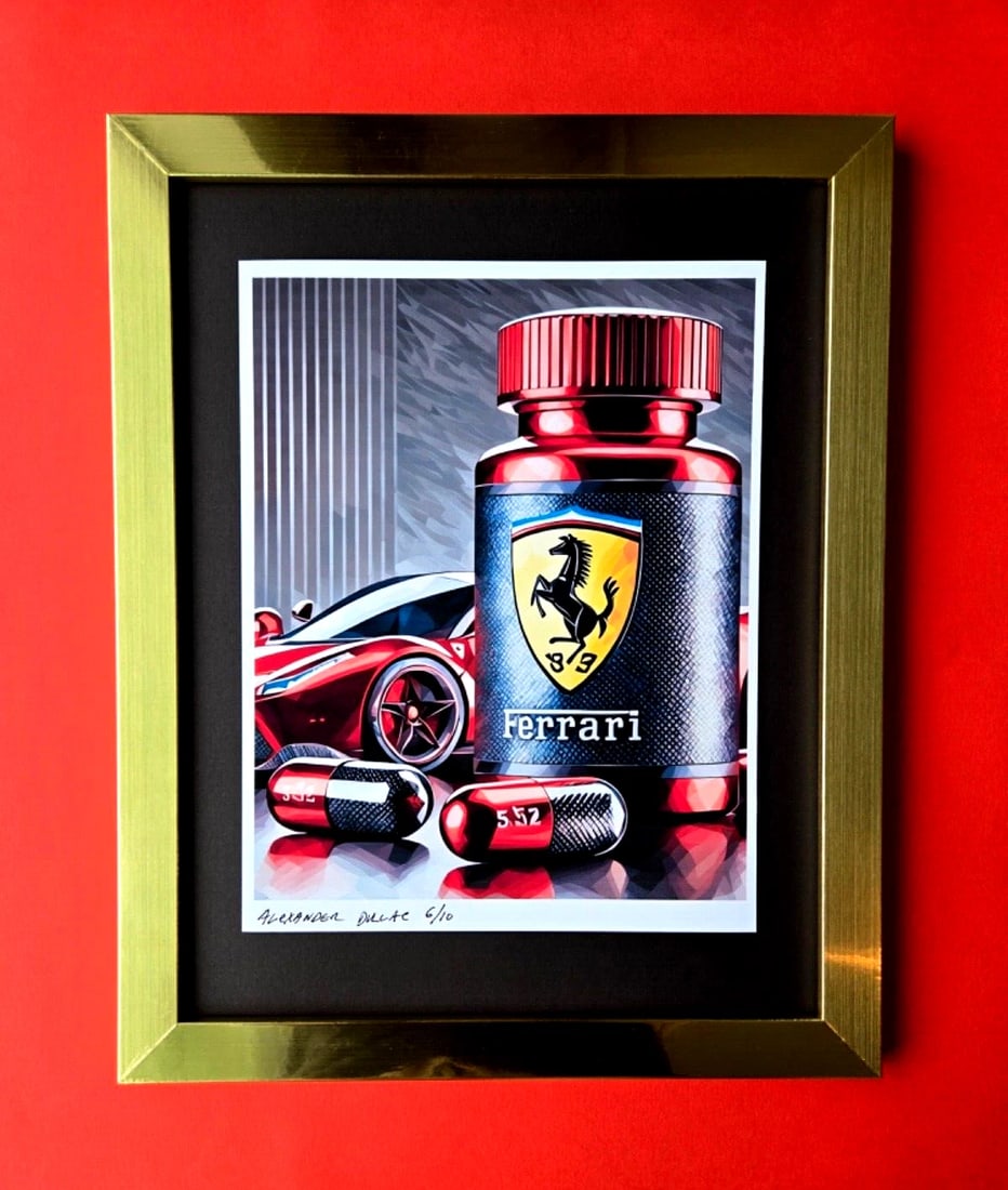 � ALEXANDER DULAC | FERRARI LUXURY ADDICTION Hand Signed Ed. of 10 COA: Up for Sale is this Beautiful and Elegant Hand Signed Authentic Giclee by renowned contemporary artist ALEXANDER DU LAC " LUXURY ADDICTION " The 10x8in. Giclee is mounted and framed. The area covered 