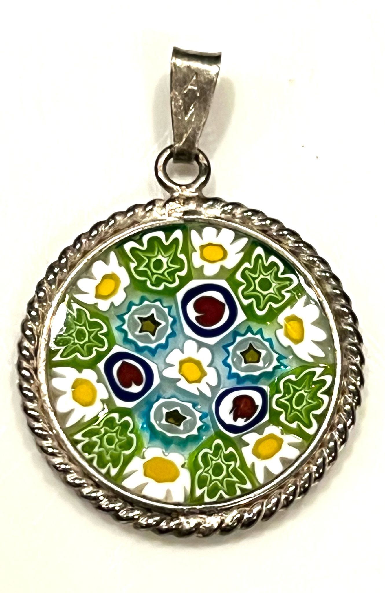 Vintage Antica Murrina Veneziano Murano Sterling Silver Glass Pendant (1 of 3)