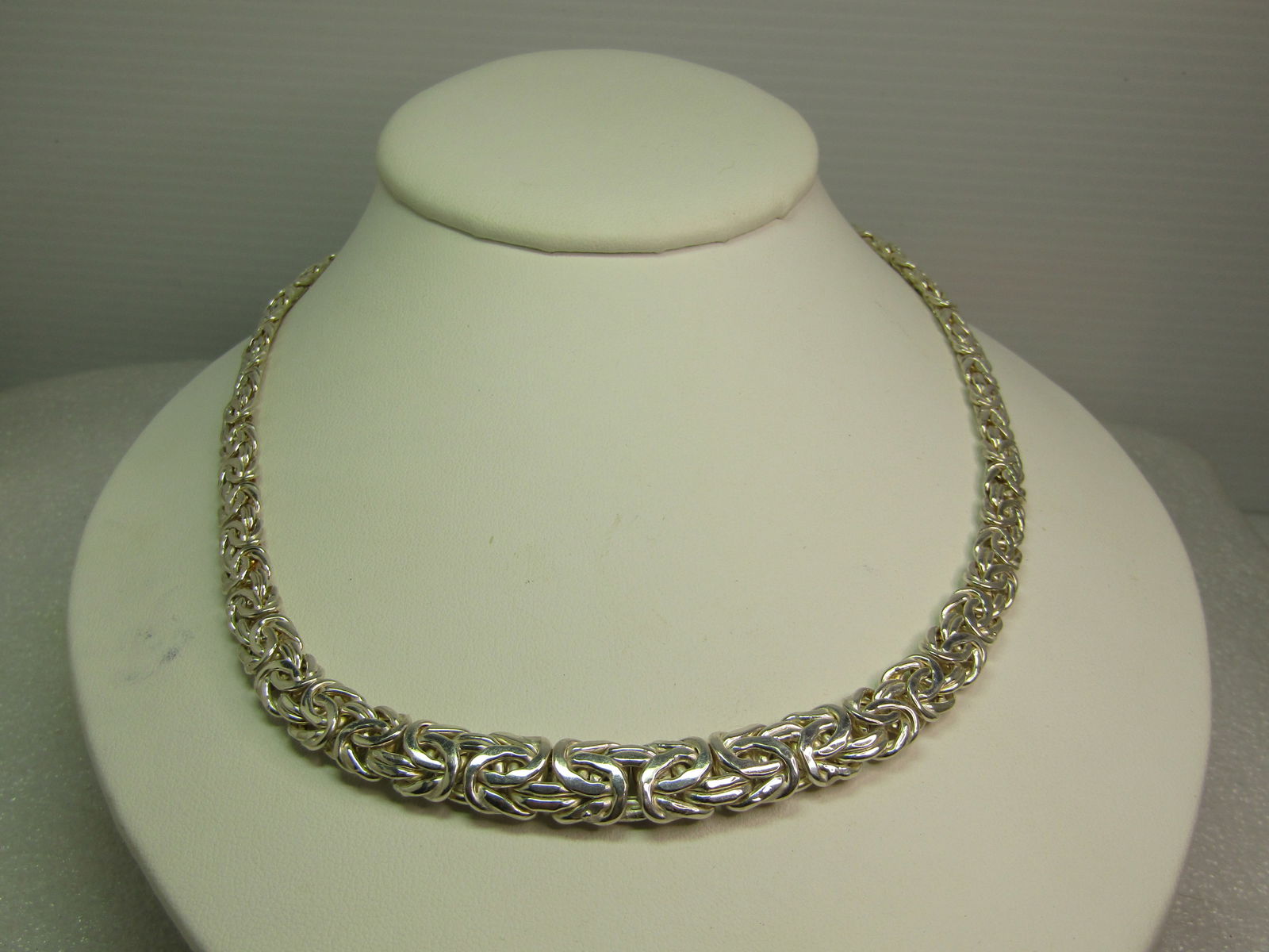 Vintage Sterling Byzantine Graduated Necklace, 18", 7mm to 10mm, Turkey, 1990's (1 of 6)