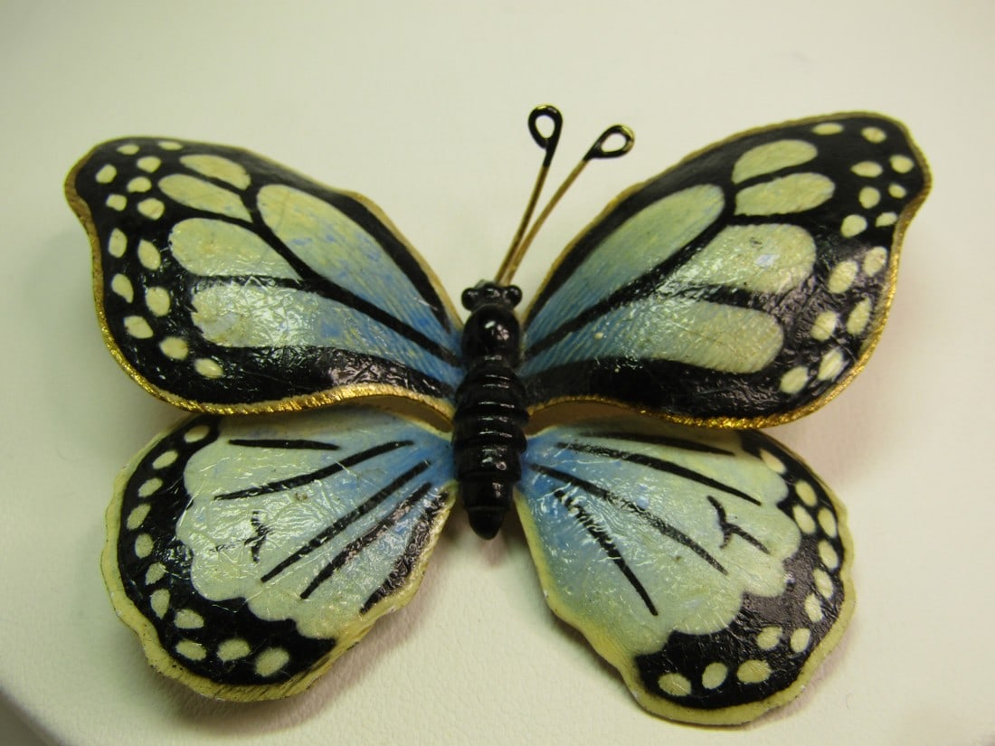 Vintage Enameled Blue Butterfly Brooch, Signed Weiss, 1940's-1950's (1 of 8)