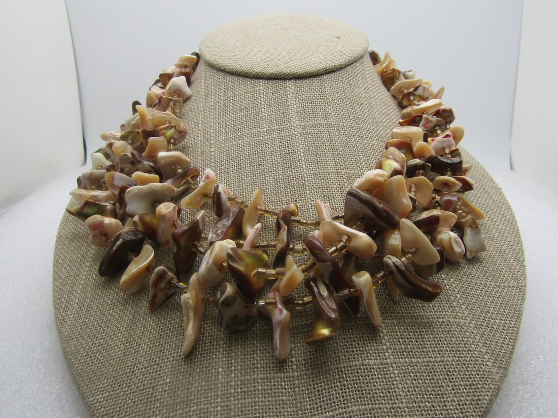 Vintage Four Strand MOP Shell Necklace, Japan, 16", 1950's (1 of 5)