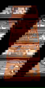 SAVARY - 146pc. ORIGINAL FRENCH ART DECO 950 STERLING SILVER FLATWARE SET (1 of 17)