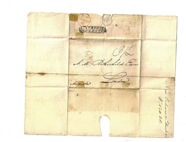 1838 Postal History Liverpool Ship Letter to Rothschild