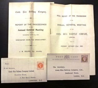 1895 Costa Rica Railway Company Lot
