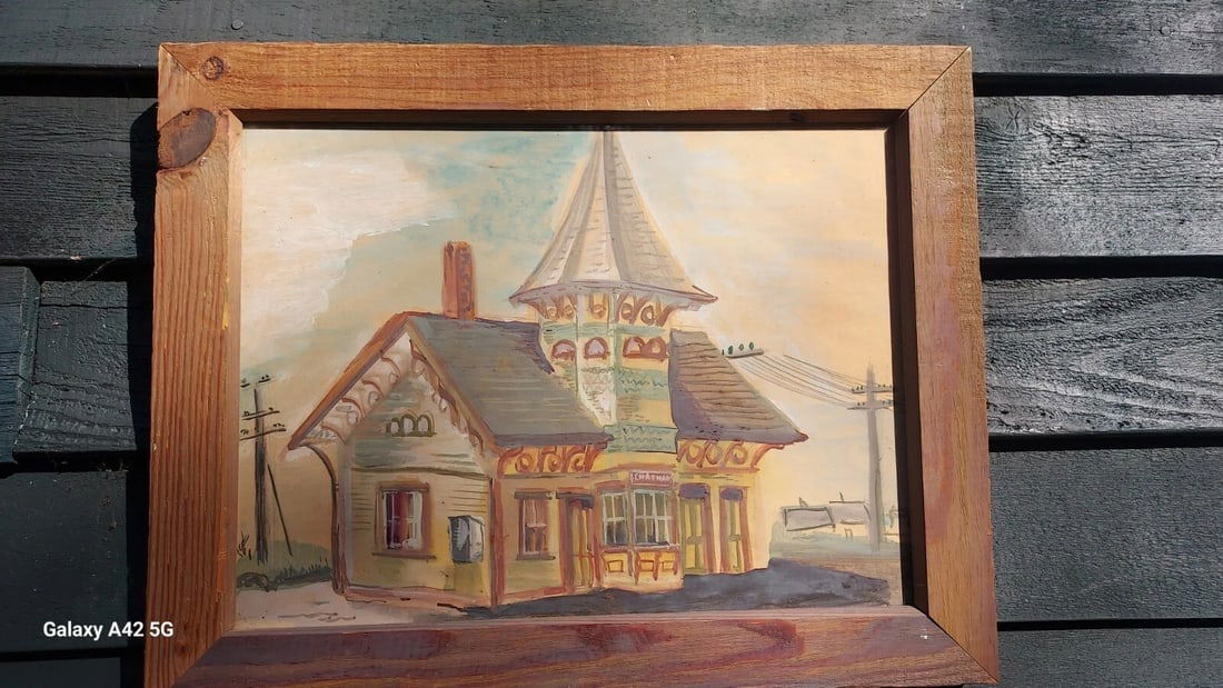 Train station water color Chatham Mass Power lines telegraph (1 of 5)