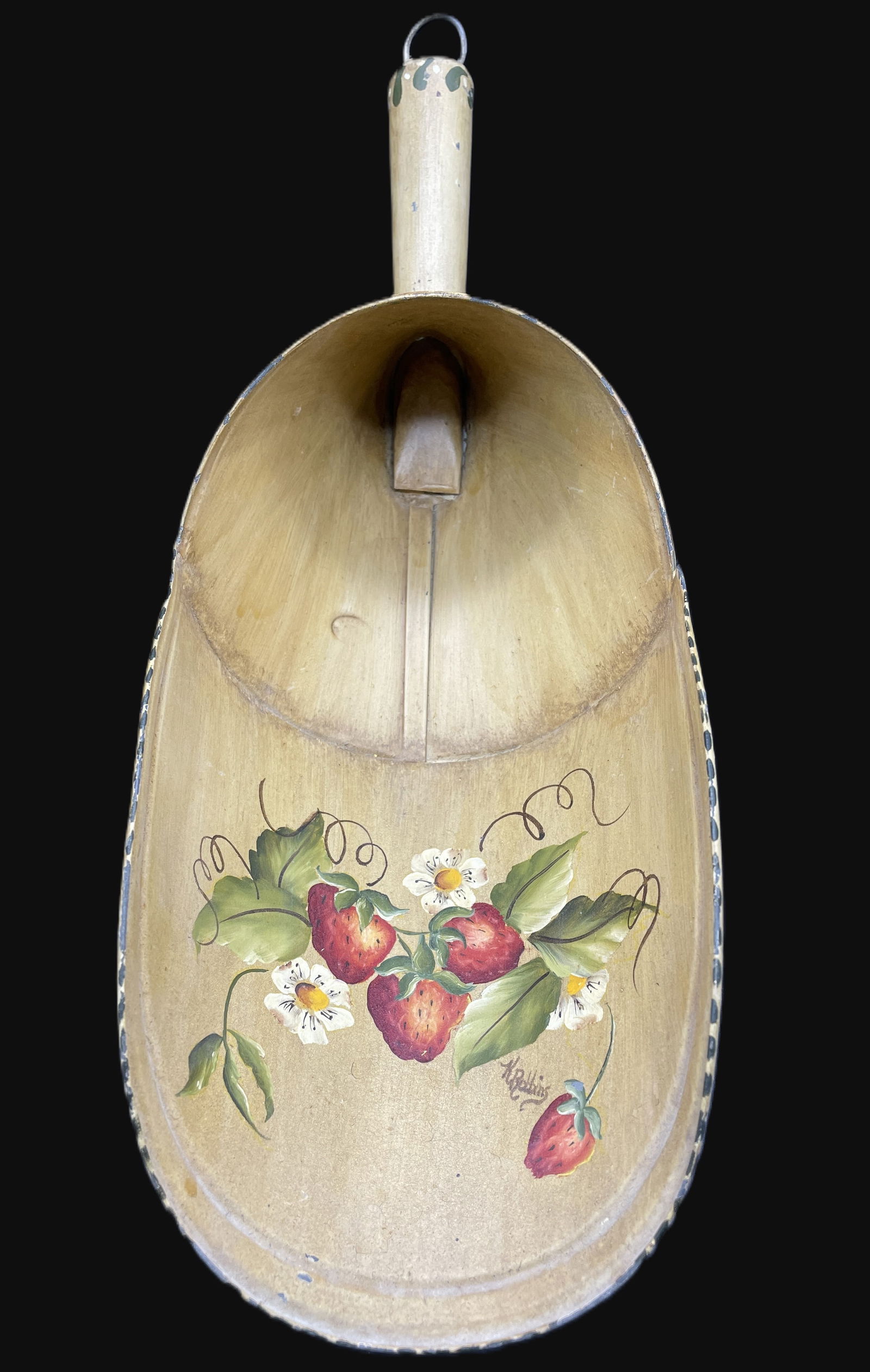 Pennsylvania Folk Art Toleware Tin Scoop Hand Painted Artist Signed (1 of 8)